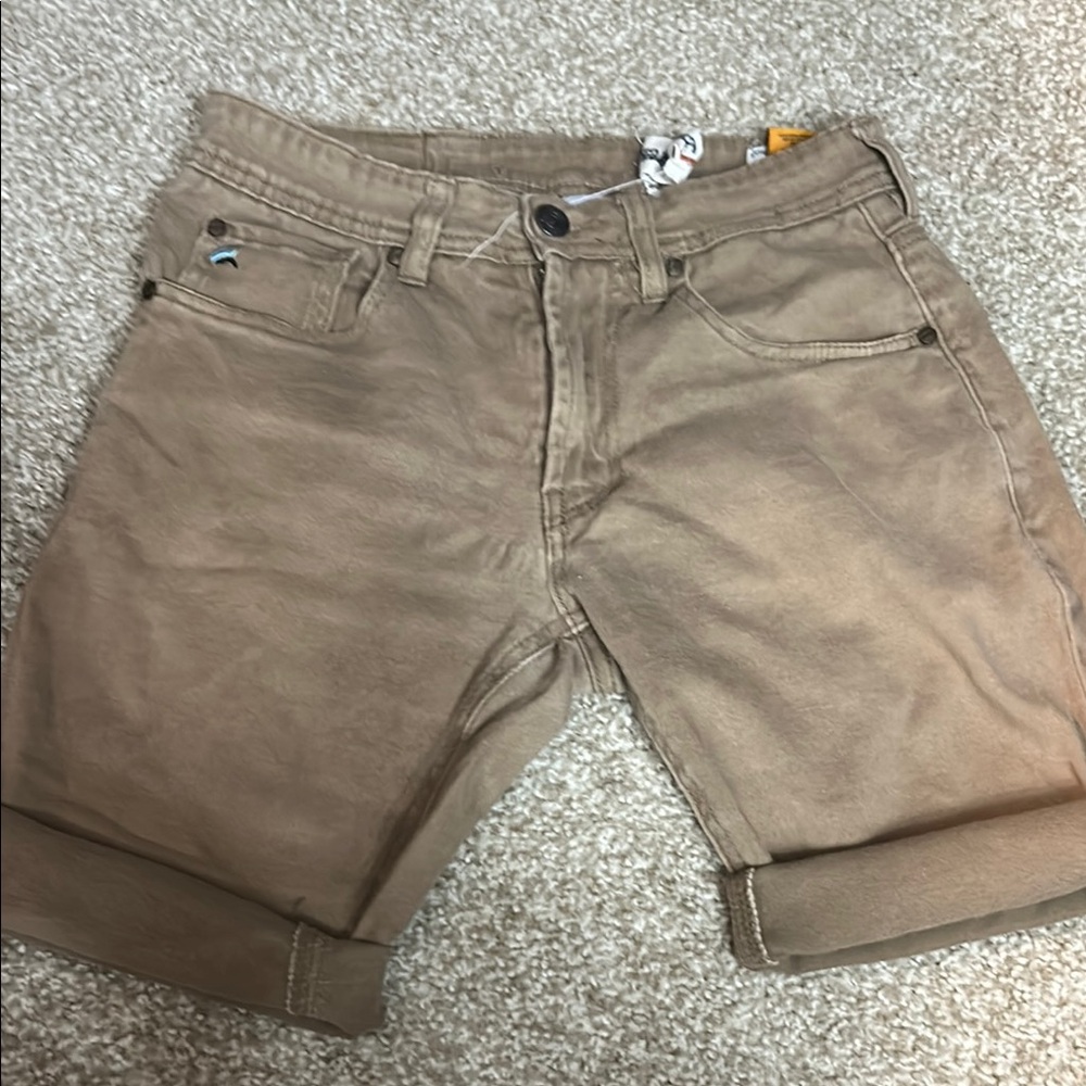 Tan Rolled Hem Shorts